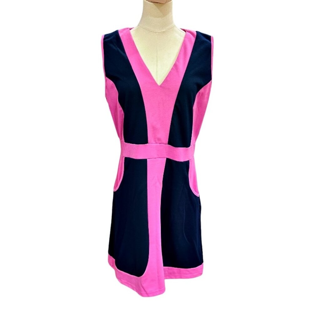 Vfish Vera Fishbaugh Colorblock Short Dress Size L MOD Sleeveless Tenniscore